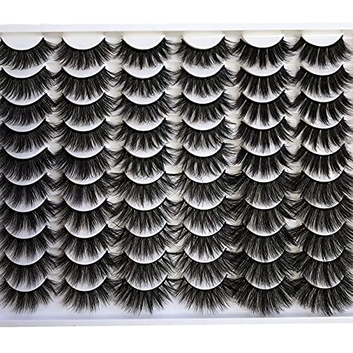 False Eyelashes Pack 30 Pairs - 6 Styles 10-20mm Dramatic Faux Mink Thick Lashes