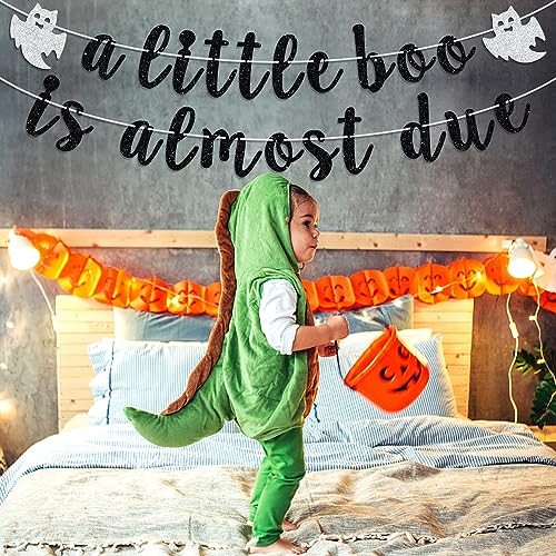 Halloween Baby Shower Banner - 'A Little Boo is Almost Due' Decoration, Fall Themed Party Decor