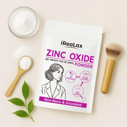 iReaLax Zinc Oxide Powder | 250g(8.82oz) Non Nano Uncoated Zinc Oxide Powder for Skin Protection, Skin Healing, Cosmetics Grade for DIY Sunscreen | lotions | Creams | serums | Deodorant