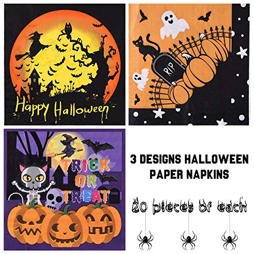 Halloween Party Napkins - 60 Pack 13x13 Inch Disposable Paper Cocktail Napkins