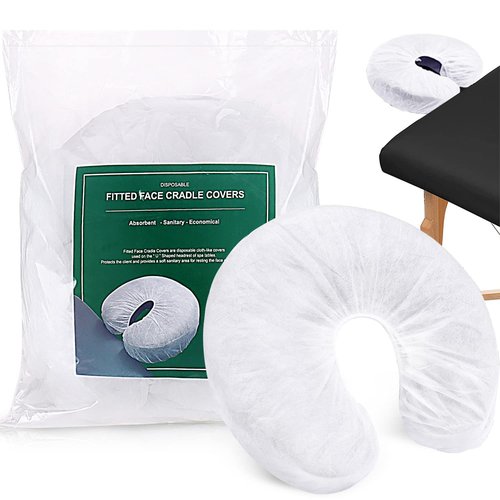 Noverlife Disposable Fitted Face Cradle Covers - Ultra Soft Non-Woven Massage Headrest | 100 PCS
