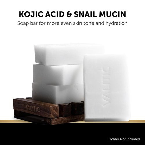 VALITIC Snail Mucin Cleanser Soap Bar - Turmeric & Kojic Acid Dark Spot Corrector | Anti-Aging Hydration - 2 Pack