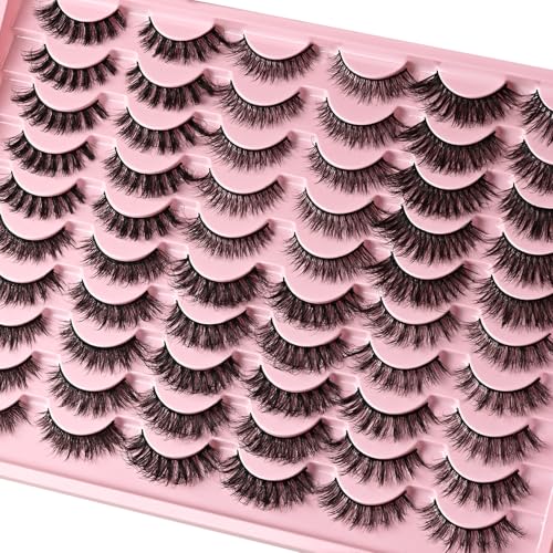 False Eyelash Pack 30 Pairs - 6 Styles Wispy Fluffy Strip Lashes for Daily Use – Natural, Cat Eye & Beginner Friendly