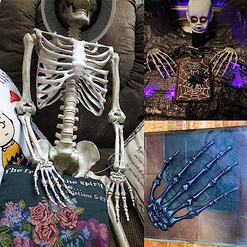 Realistic Life Size Skeleton Hands for Halloween Props and Decorations - 1 Pair
