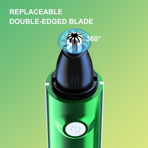 Aiefeya Nose & Facial Hair Trimmer - Painless Eyebrow & Nose Trimmer for Men & Women, IPX7 Waterproof, USB Rechargeable, Easy Cleaning, All-in-One (Green)