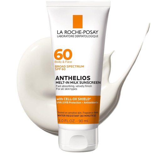 La Roche-Posay Anthelios Melt-In Milk Sunscreen SPF 60 - Lightweight, Oil-Free, Fast Absorbing Formula for Body & Face