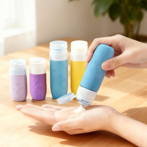 NAICHA Travel Cosmetic Case Toiletry Bag with Zipper Refillable Silicone Kit Toiletry Bottles、Squeeze Toiletry Bottles Leakproof Accessories for Toiletries Shampoo Lotion Body Wash (BPA Free)