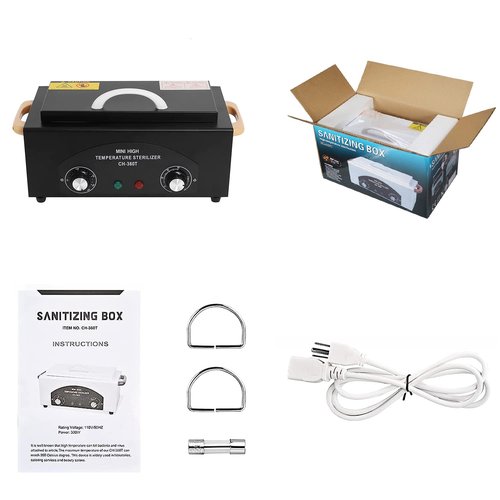 QUTUNI High Temperature Metal Tool Cleaning Box, 1.5L Dry Heat Box with Adjustable Temperature and Time for Nail Barber Tattoo Metal Equipment Cleaning (Black)