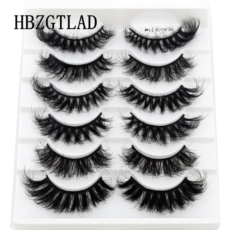 False Eyelashes 6 Pairs Cat-Eye Fluffy Faux Mink Lashes 8D Wispy Style Mix-02