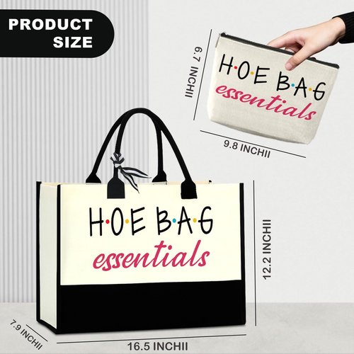 Hoe bag Tote Bag Funny Gifts for Women, Friends Hostess Gift Ideas Cool Gifts for Women, Girls Weekend Overnight Fun Makeup Travel Bag Girls Birthday Gift Ideas Gag gifts