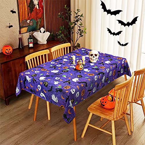 Halloween Tablecloth Spider Web Pumpkin Ghost Waterproof 55x55 Inch - Purple - Variation of THIS listing