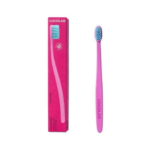 Cocolab Cocobrush, Ultra-Soft Manual Toothbrush, Dentist-Designed, Gentle on Gums, Made from Recycled Plastic, Cherry Blossom