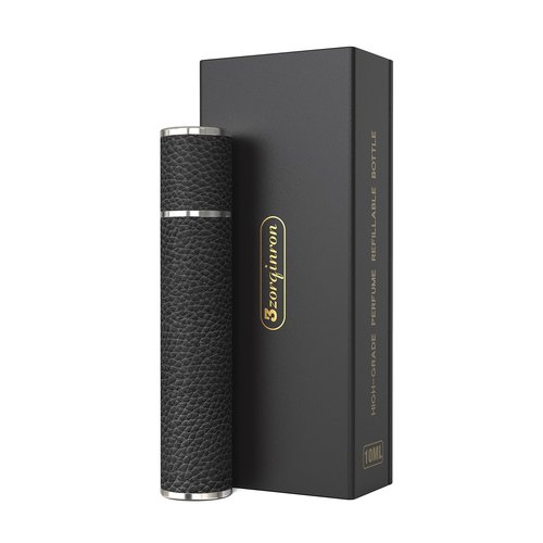 3zorqinron 10ML Genuine Leather Atomizer Sprayer for Perfume - Portable Mini Cologne Sprayer for Woman Man - Perfume Travel Refillable Bottle,Travel Essential Fragrance Spray Bottle (Black)