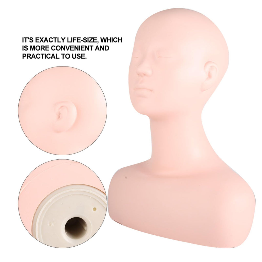 YFSAN Esthetics Mannequin Head with Shoulders, Multi Function Massage Makeup Practice Soft Mannequin Head Model Wig Hat Display