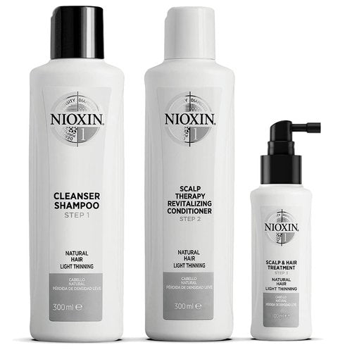Nioxin Scalp + Hair Thickening System 1 Kit - Strengthen Natural Hair with Niacinamide & Biotin | Cleanse, Condition & Treat