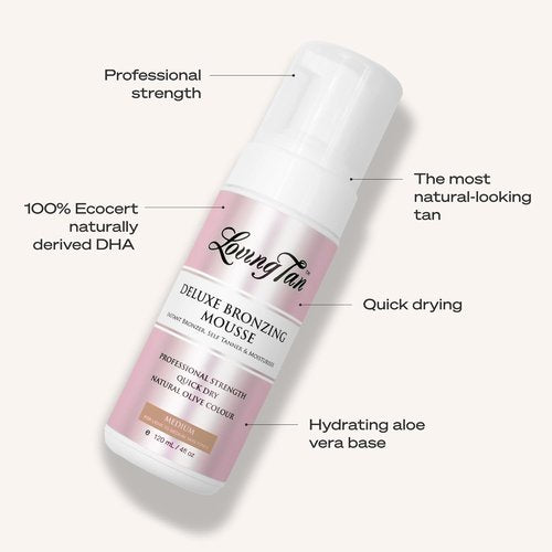 Loving Tan Bronzing Mousse - Streak-Free, Professional Quality Sunless Tanning | Medium, 4 FL Oz - Cruelty-Free