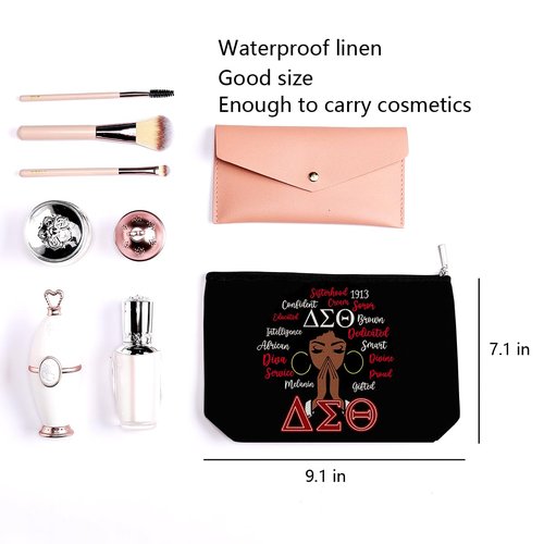 LONGXIN Sorority Gifts Paraphernalia for Women Cosmetic Make up Bag Greek Sorority Gift Makeup Zipper Pouch Bag
