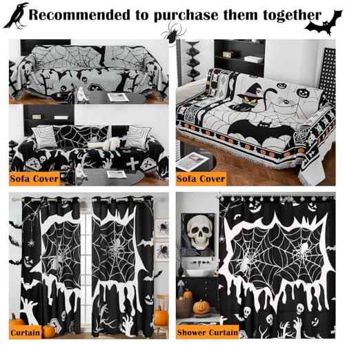 Grey Halloween Sofa Cover for Festive Home Decorations, Slipcover & Furniture Protector