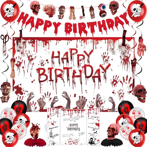 Halloween Horror Birthday Banner Guestbook Party Decorations Set