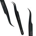 My Lash Tools Total Lash Control Curved Classic Fiber Tip Lash Tweezer – Precision Eyelash Extension Tweezer, Professional Stainless Steel, Volume & Classic Lashes (Black)