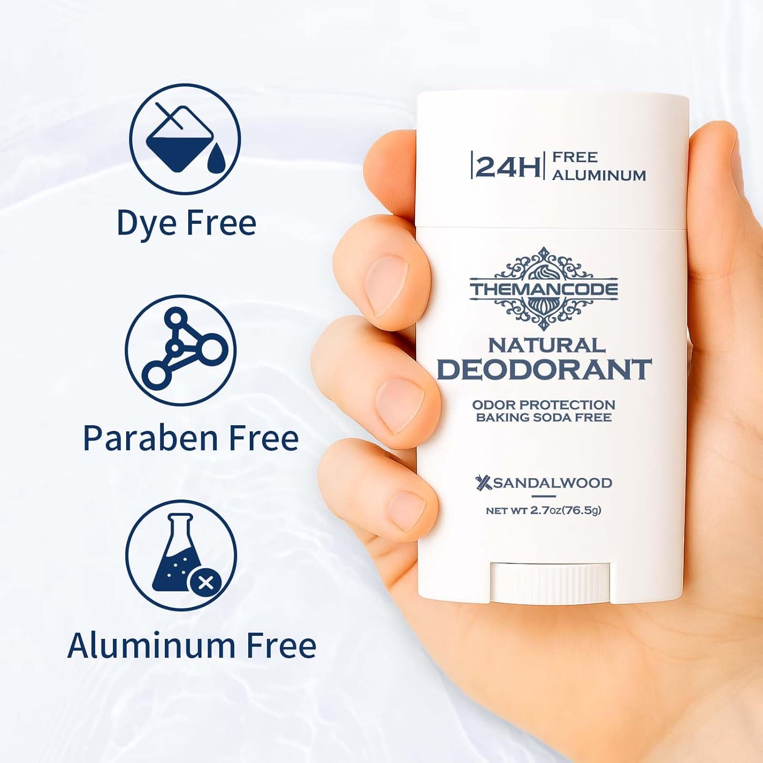 THEMANCODE Deodorant Stick - Aluminum-Free Sandalwood Formula for Powerful Odor Control | 2.7 oz
