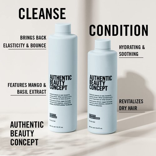 Authentic Beauty Concept Hydrate Cleanser - Moisturizing Shampoo for Normal to Dry or Curly Hair | Vegan & Sulfate-Free