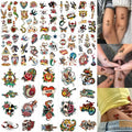 Temporary Tattoos Set 96PCS American Traditional Retro Style Adults - Retro Heart Variation