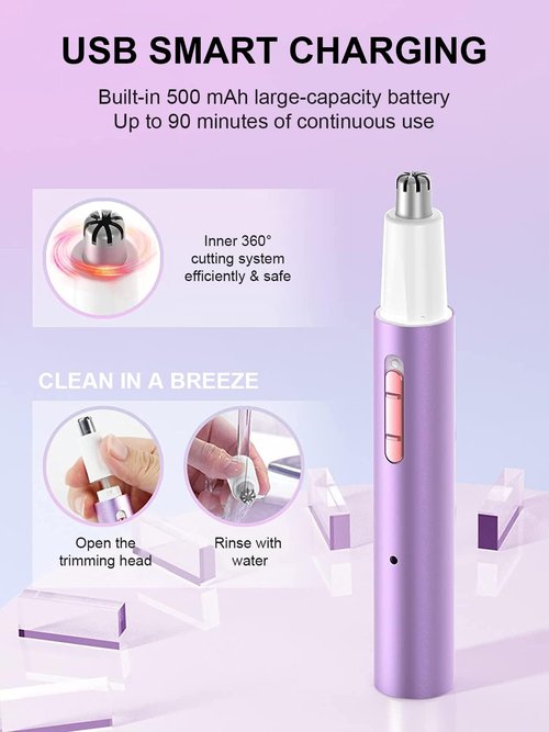 Ginity LED Display Ear and Nose Hair Trimmer Clipper for Men Women,Upgrade Rechargeable 2 in 1 Professional Painless Eyebrow & Facial Hair Trimmer with Powerful Motor and Dual-Edge Blades