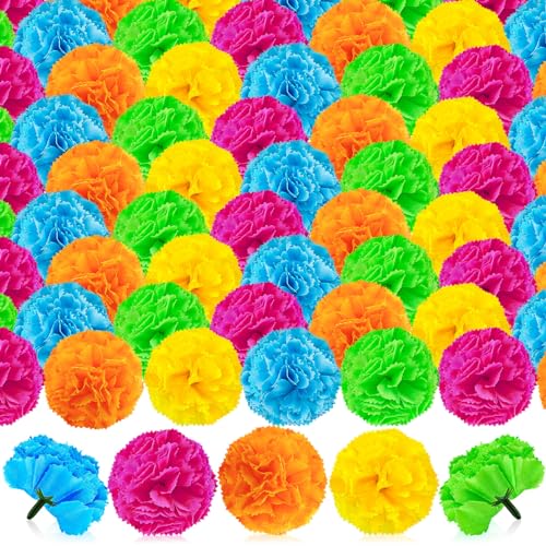 Artificial Mexican Marigold Flowers - 50Pcs Festival Decoration, Realistic & Vibrant