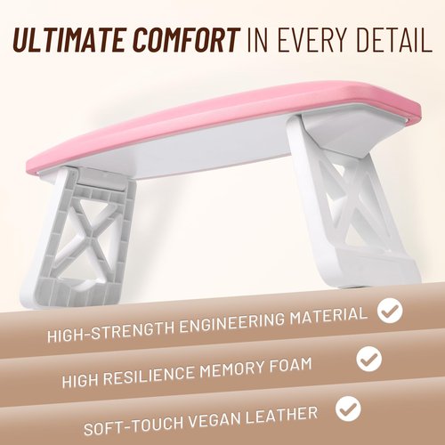 AMAZDIP 15.2 Inches Big Nail Arm Rest Hand Rest Stand, Nails Tech Must Have Supplies, Professional Foldable Soft Microfiber Leather Foot Hand Stand Cushion Pillow for Manicure Station, White
