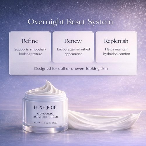 LuxeJoie Glycolic Moisture Creme – Exfoliating Face Moisturizer with Glycolic Acid – Lightweight Hydrating Cream for Smoother-Looking Skin – 1.7 oz