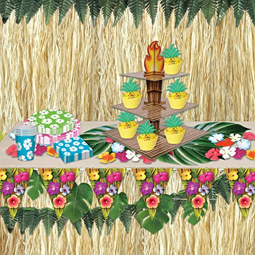 Tiki Torch Cupcake Stands - 2 Pack Tropical Luau Dessert Display, 3-Tier