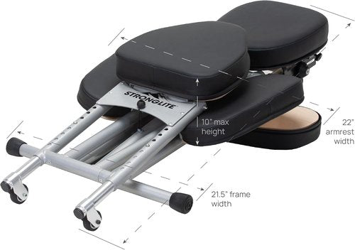 STRONGLITE Portable Massage Chair Ergo Pro II - Ultra-Strong, Lightweight & Foldable Spa Chair with Wheels | Black (600lbs Capacity)