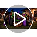 6 FT Halloween Inflatable Witch Scene - Black Witches Around Cauldron with Built-in LED Lights Outdoor Decorations