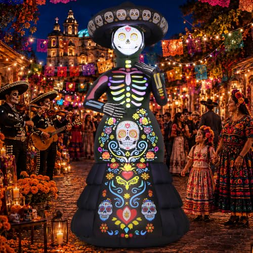 Halloween Inflatable Ghost Bride with LED Lights, 7.2ft Outdoor Yard Decor