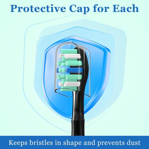Replacement Toothbrush Heads for Philips Sonicare ProtectiveClean 4100 5100 5300 6100 Electric Toothbrushes, 12 Count Black