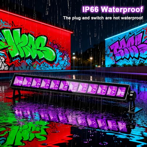 CREATESTAR 2 Pack Purple LED Black Light Bar 45W Waterproof for Glow Parties