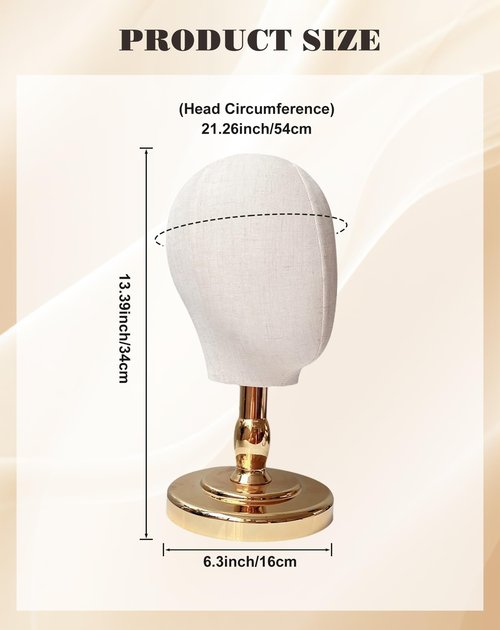 UnPinnable Wig Head Stand 21 Inch Mannequin Head Hat Stand Canvas Block Head Hat Mannequin Head Display Fabric Wig Holder Display Heads for Wigs, Hats, Caps, Headdress, Masks, Detachable Chrome Stand