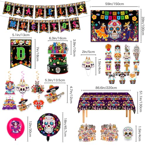 Red Dia De Los Muertos Party Decorations Kit 162 pcs for Halloween & Celebrations