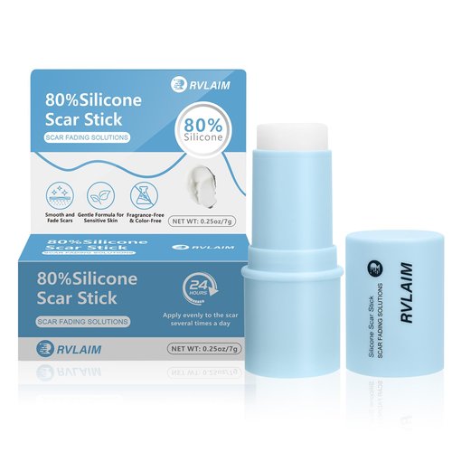 Silicone Scar Stick, 80% Silicone Stick for Face and Body. Silicone Stick for Removal of Surgical,Old and Recent Scars and Stretch Marks - 7g