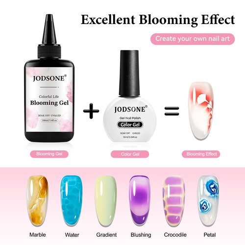 JODSONE 100ml Clear Blooming Gel Refill Bottle, Large Capacity Nail Art Blossom Gel for Marble Watercolor Floral Print Effects, Easy to Apply, DIY Salon Manicure Supplies