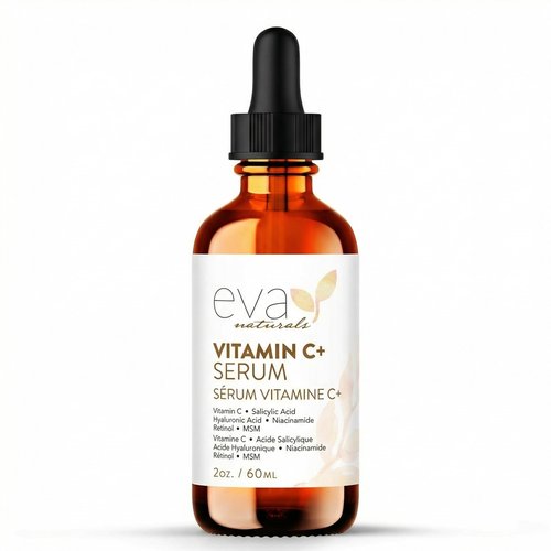 Eva Naturals Vitamin C Serum Plus – Facial Serum with Hyaluronic Acid, Niacinamide, Retinol, and Salicylic Acid – Hydrating and Smoothing Skin Formula – 2 oz