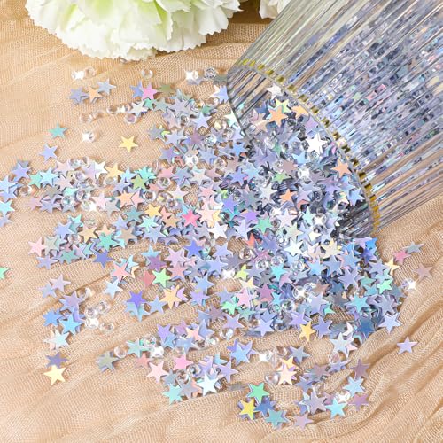 3000 Pcs Silver Star Confetti - Metallic Table Glitter for Weddings & Parties