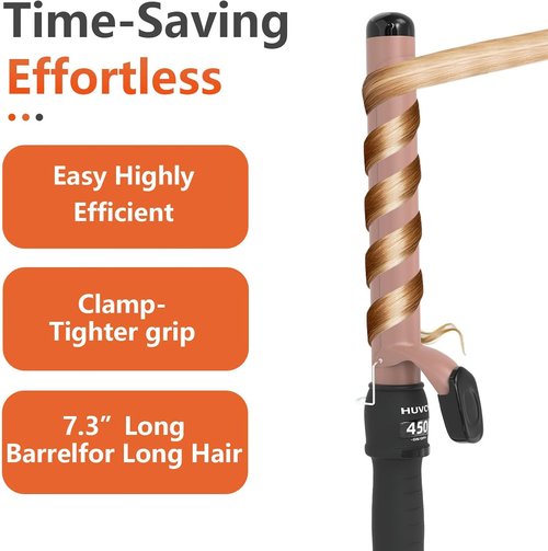 Skiennix 1-1/4 Inch Curling Iron - Ceramic Fast Heat Curler with LCD Display, Adjustable 180°F-450°F, Rose Gold