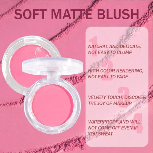 Regine Switzerland Matte Powder Blush – Long-Lasting, Lightweight Cheek Color for Women | Vegan & Cruelty-Free – #02 Petals Pink
