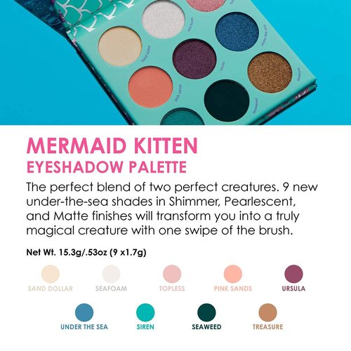 Skiennix Mermaid Kitten Eyeshadow Palette - Vibrant Colors for Stunning Eye Looks | 12 Shades