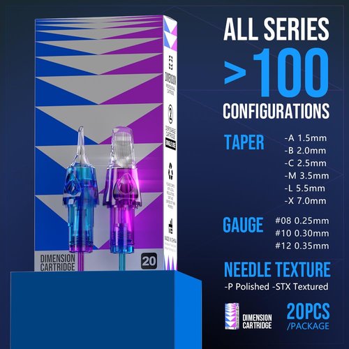 CNC Tattoo Cartridge Needles 20Pcs #10(3RL) Bugpin 0.3mm Round Liner X-Taper Disposable Cartridges with Membrane EN04C-20-1003RL-X