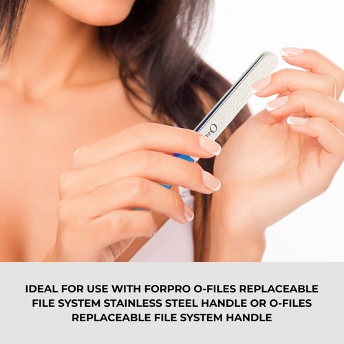 ForPro Professional Collection O-Files Replaceable File System, White, 100 Grit, Manicure Nail File Refills, 3.9” L x .6“ W, 50-Count