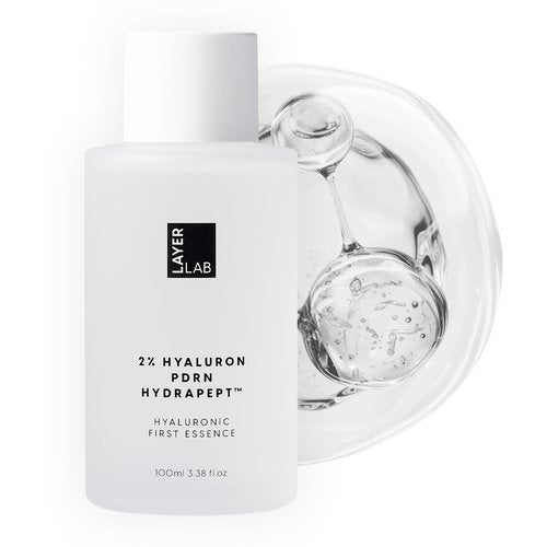 LAYERLAB Hyaluronic First Essence with PDRN & Peptides | Korean Skin Booster to Hydrate, Amplify Skincare Routine | 2% Triple Hyaluronic Acid Prep Essence for Face | 3.38 fl. oz.