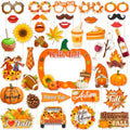 Fall Photo Booth Props Set with Pumpkin Frame - Thanksgiving Decor, 39 Pieces